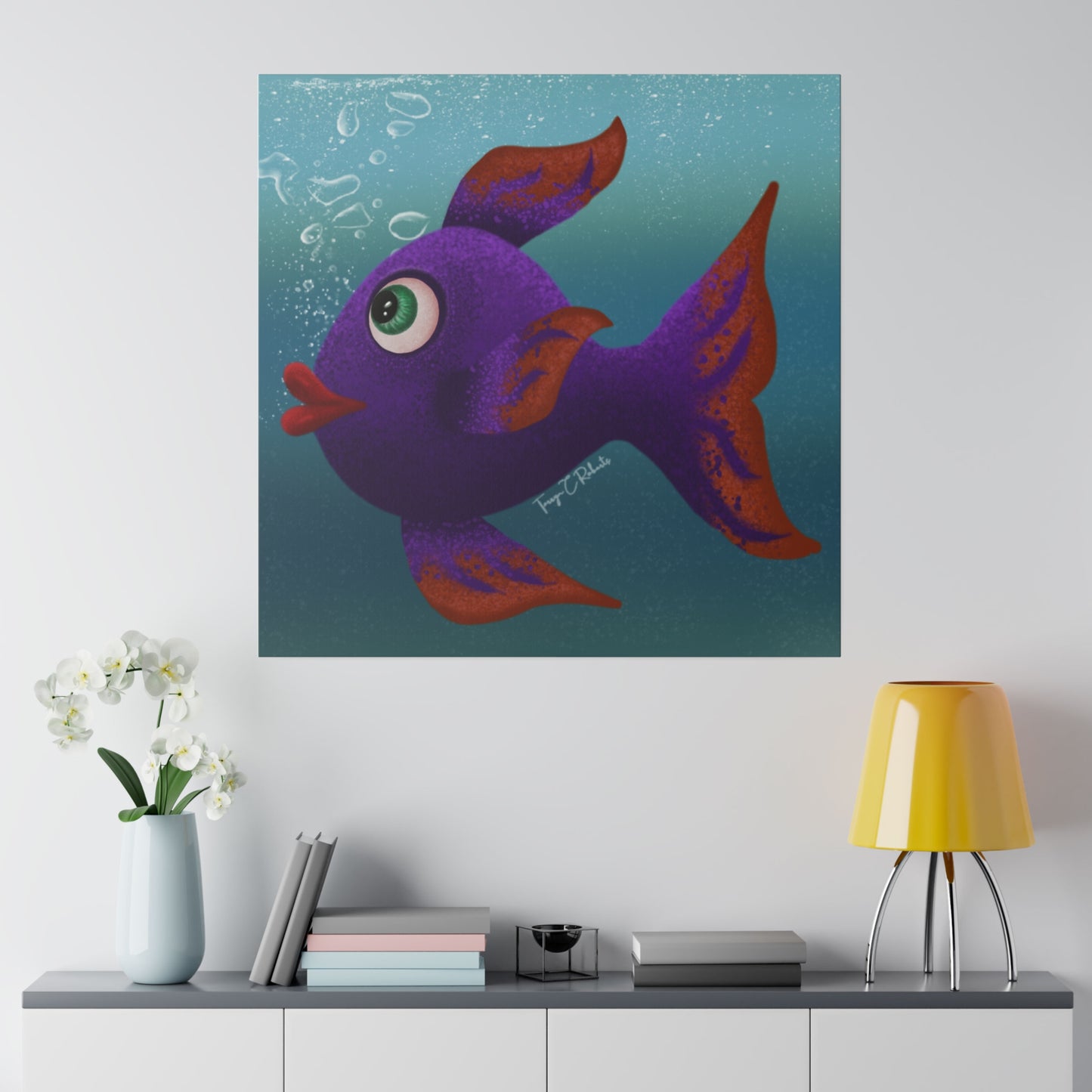 Purple Fish Matte Canvas, Stretched, 0.75"