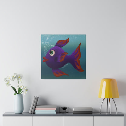 Purple Fish Matte Canvas, Stretched, 0.75"