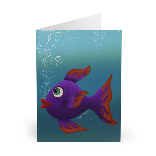 Purple Fish Greeting Cards (5 Pack)