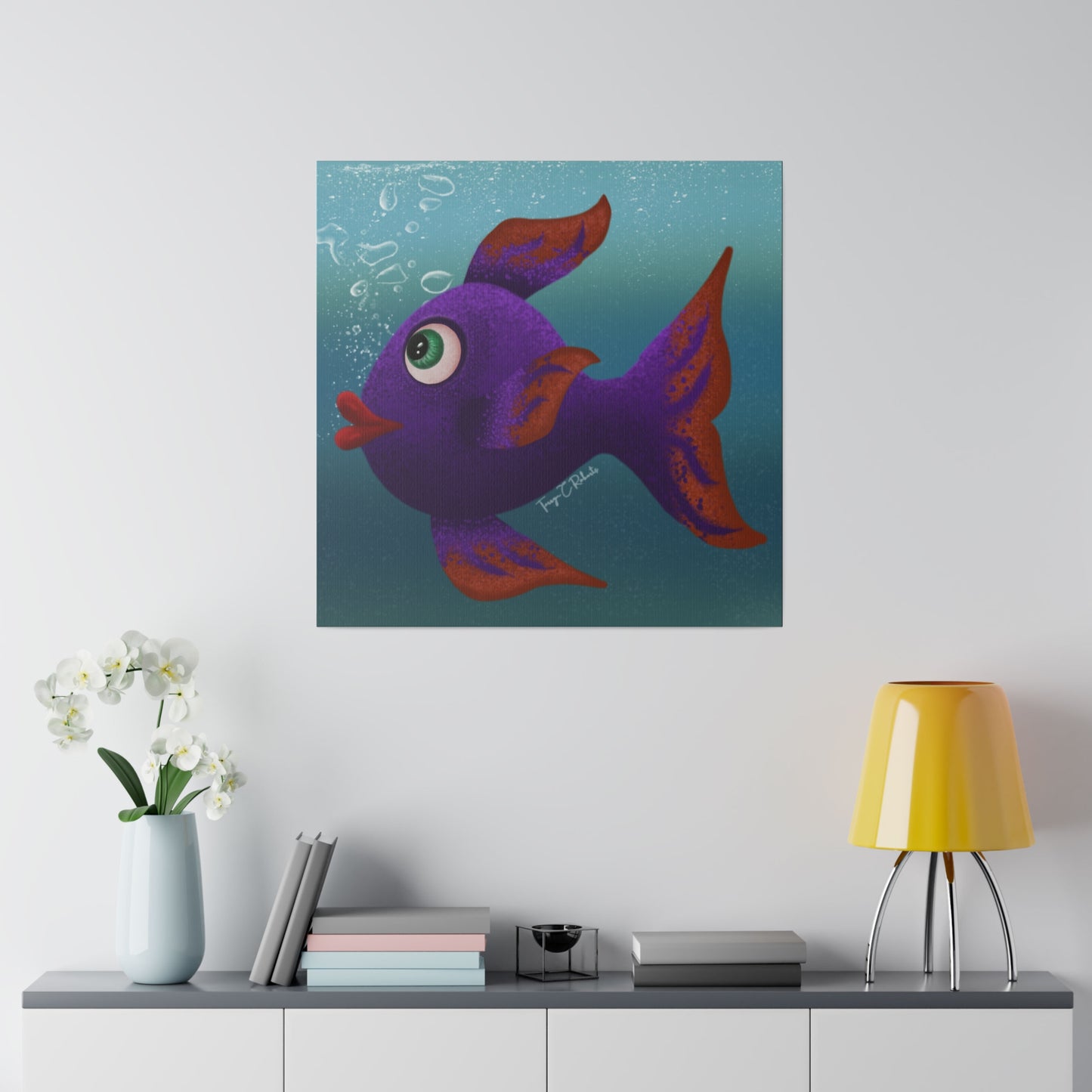 Purple Fish Matte Canvas, Stretched, 0.75"