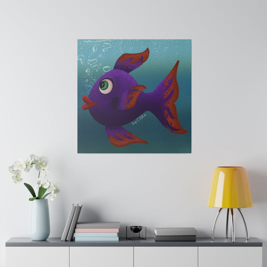 Purple Fish Matte Canvas, Stretched, 0.75"