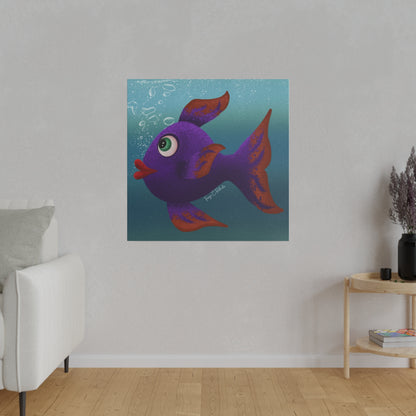 Purple Fish Matte Canvas, Stretched, 0.75"