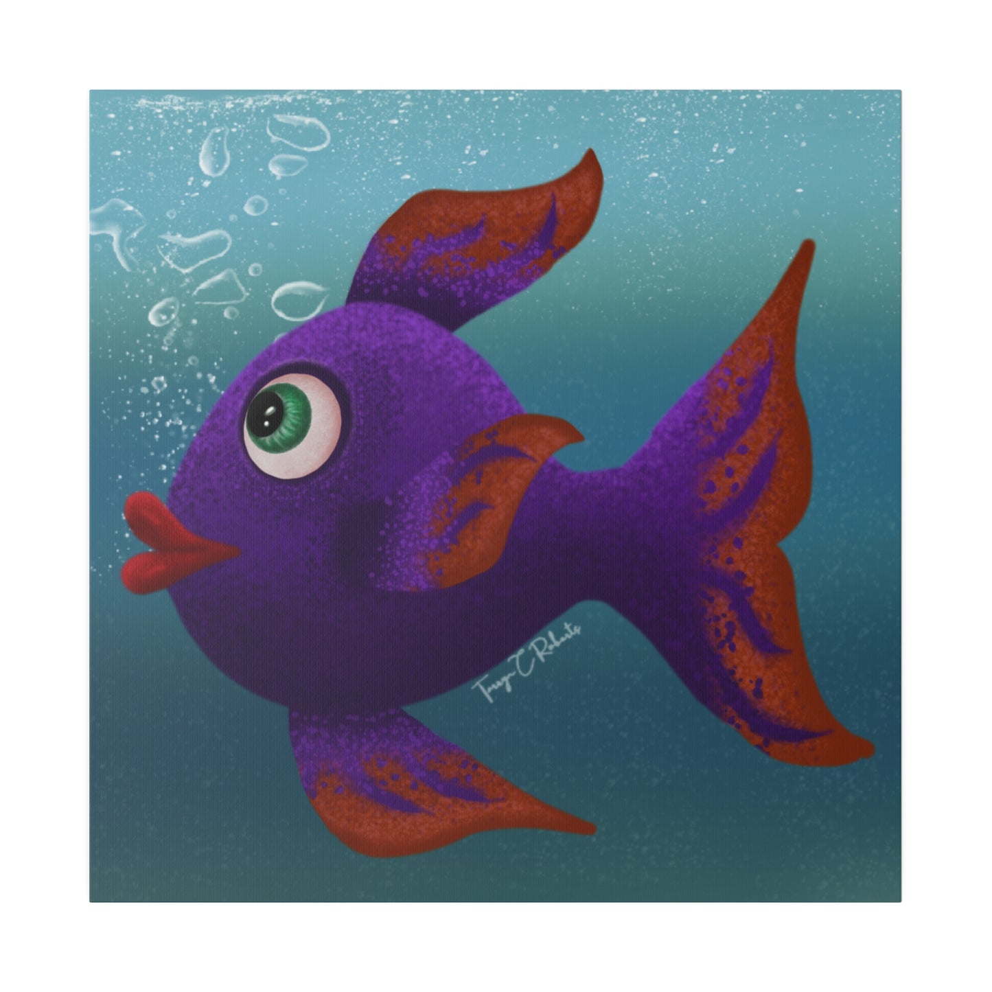 Purple Fish Matte Canvas, Stretched, 0.75"