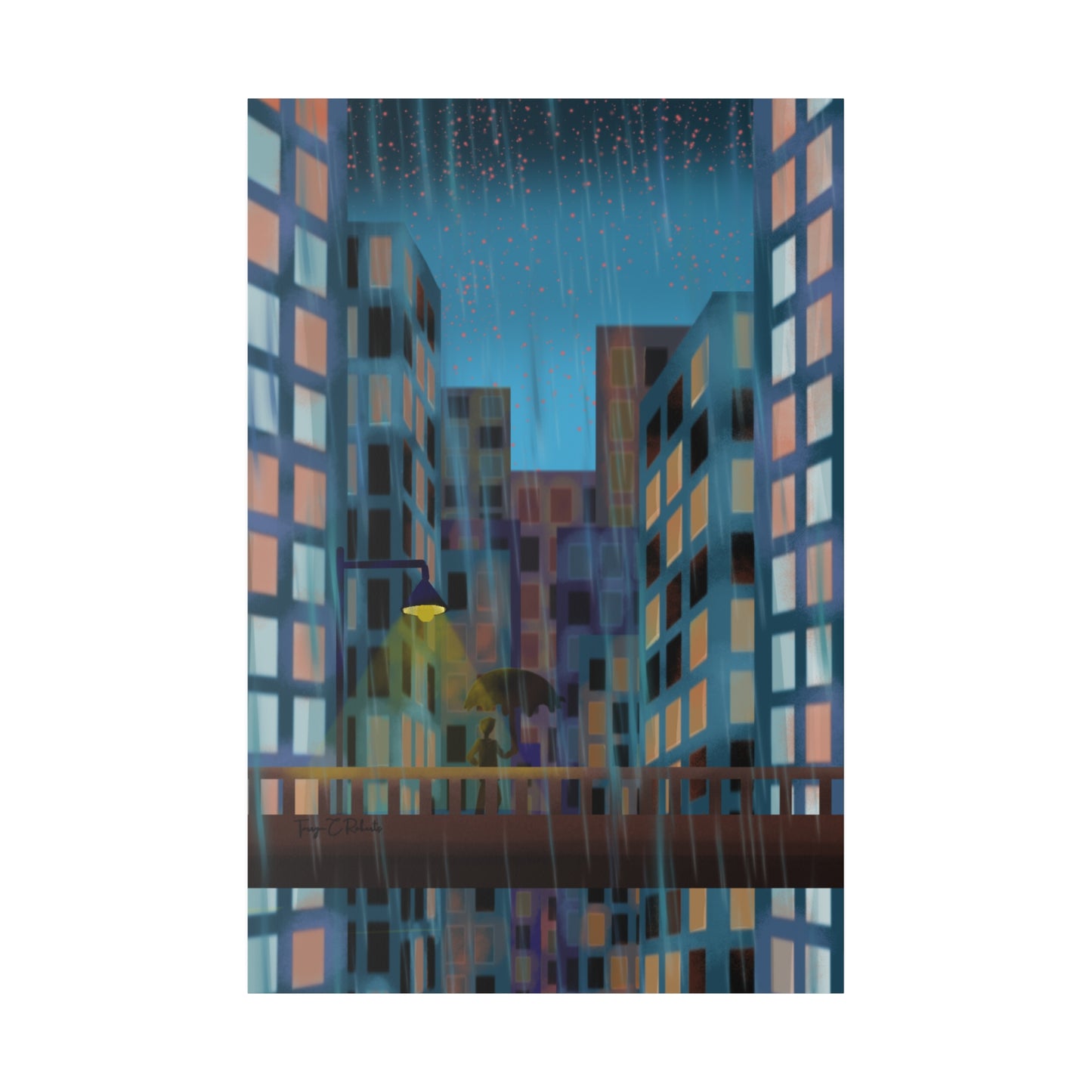 City Rain Matte Canvas, Stretched, 0.75"