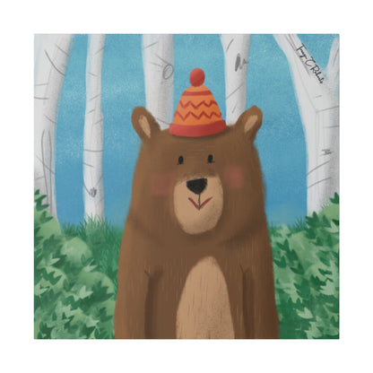 Bear In The Woods Matte Canvas, Stretched, 0.75"