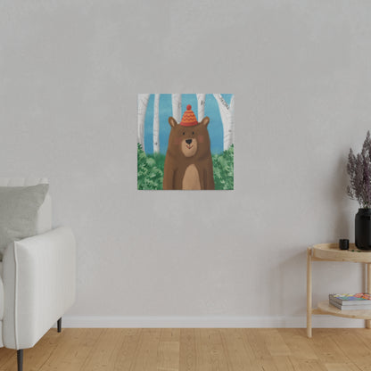 Bear In The Woods Matte Canvas, Stretched, 0.75"