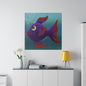 Purple Fish Matte Canvas, Stretched, 0.75"