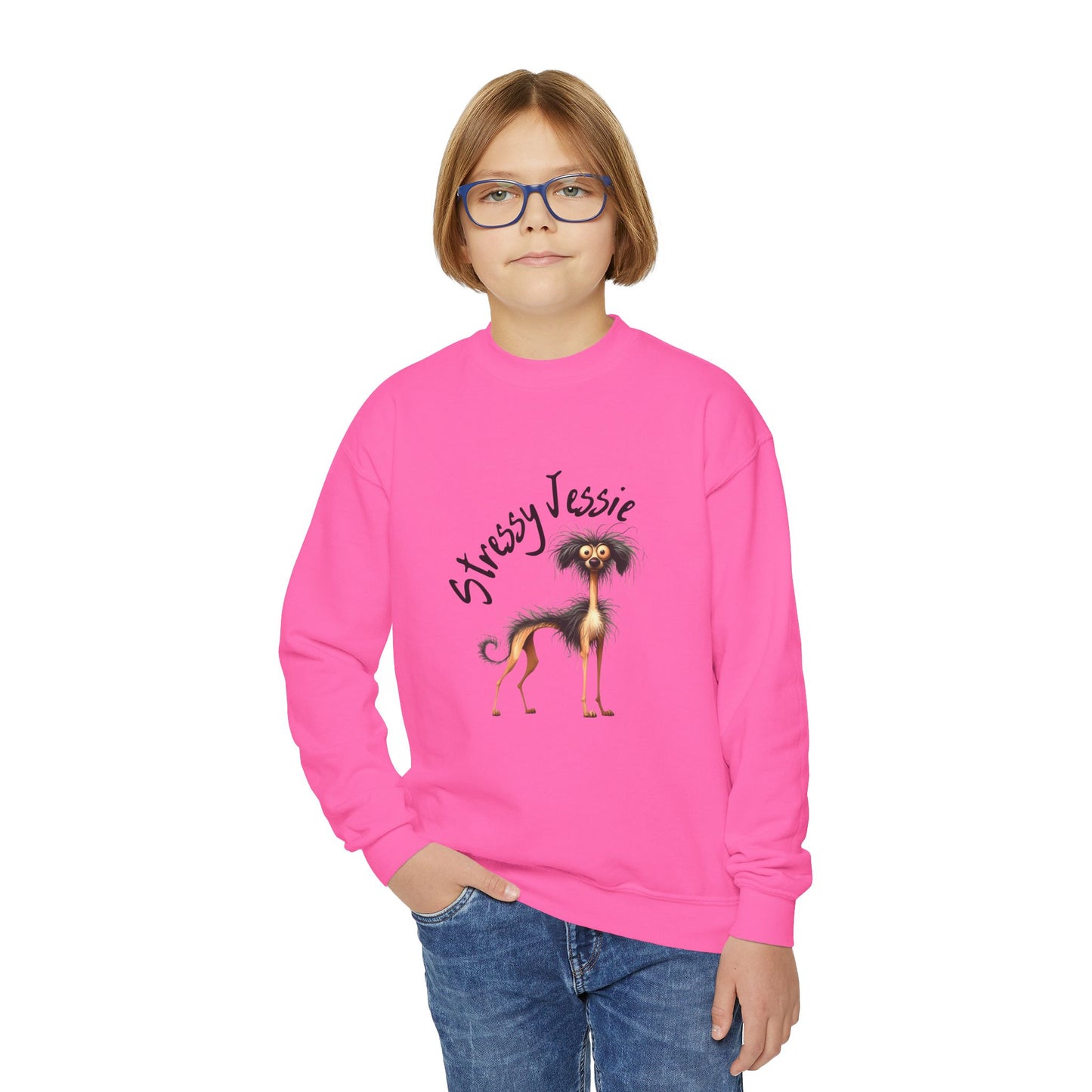 Stressy Jessie Youth Crewneck Sweatshirt