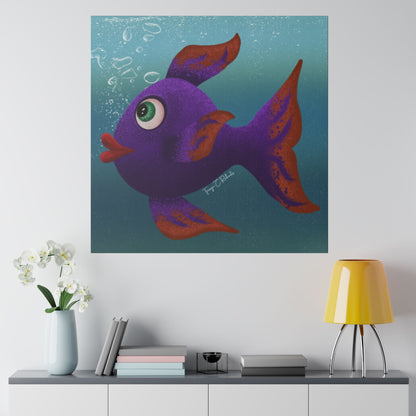 Purple Fish Matte Canvas, Stretched, 0.75"