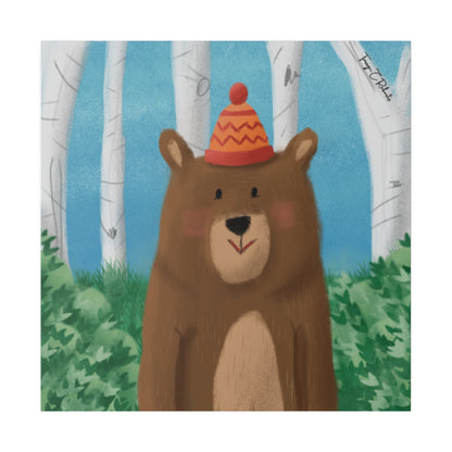 Bear In The Woods Matte Canvas, Stretched, 0.75"