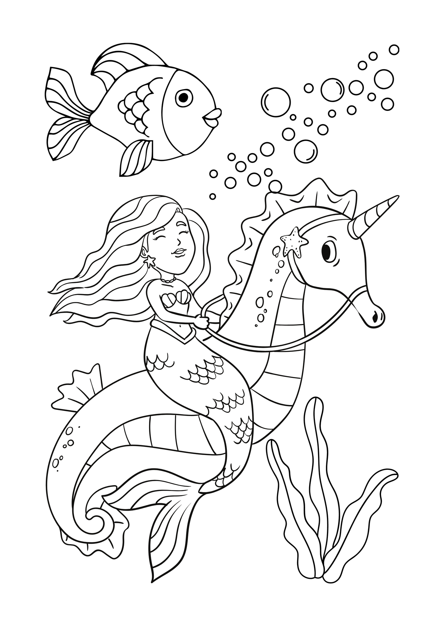 FREE Mermaid Colouring Pages 3