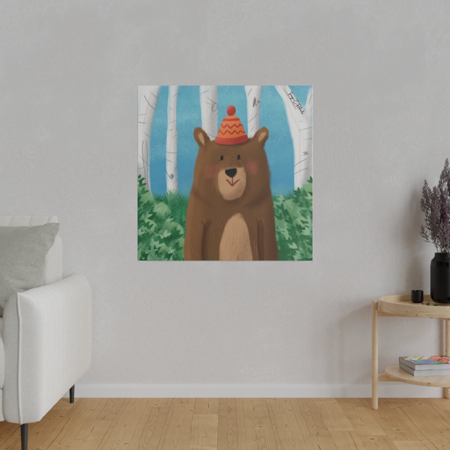 Bear In The Woods Matte Canvas, Stretched, 0.75"