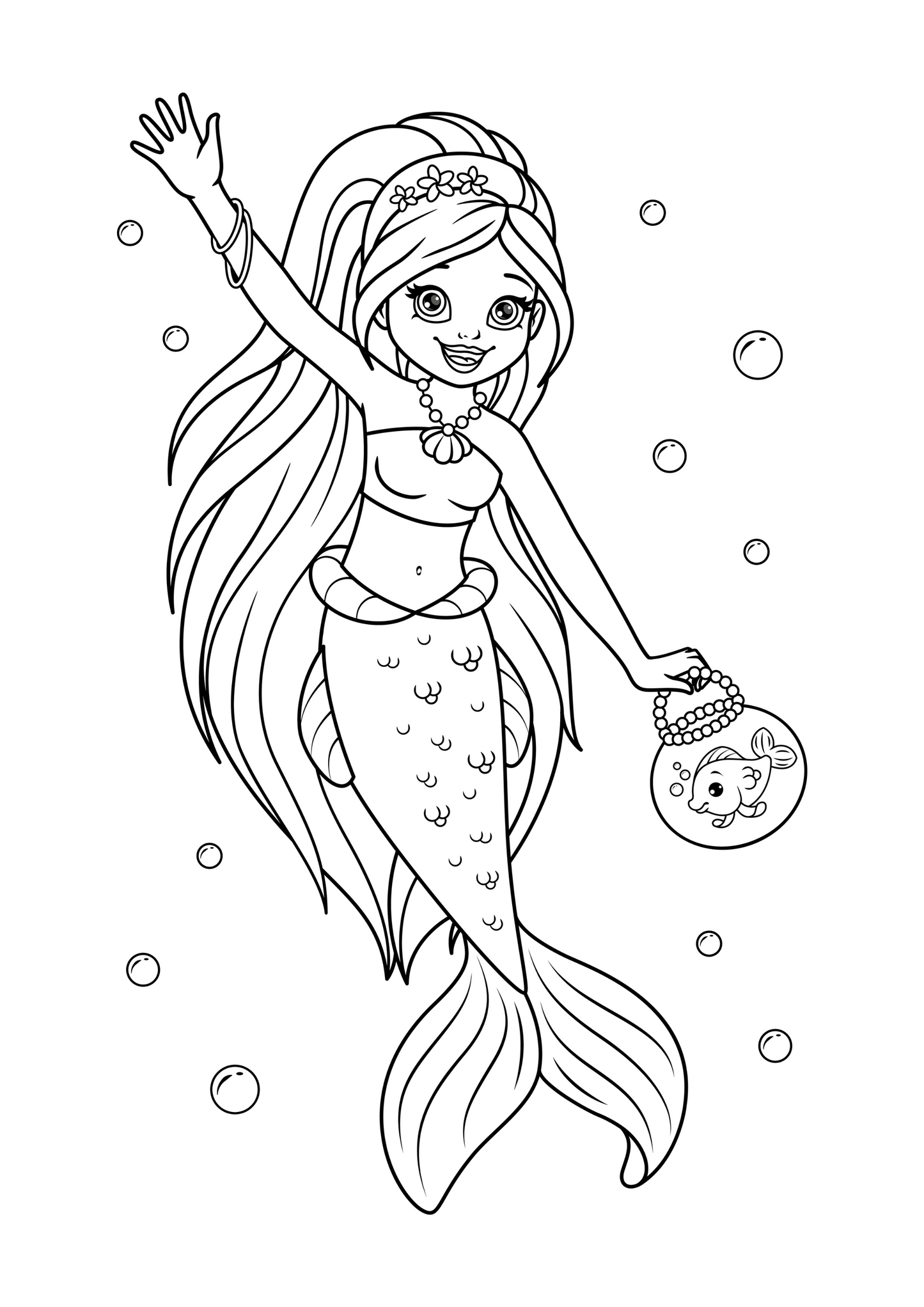 FREE Mermaid Colouring Pages 4