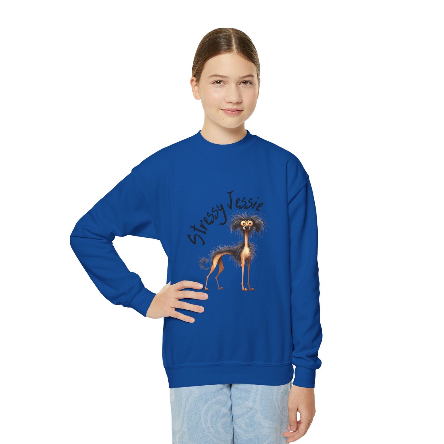 Stressy Jessie Youth Crewneck Sweatshirt