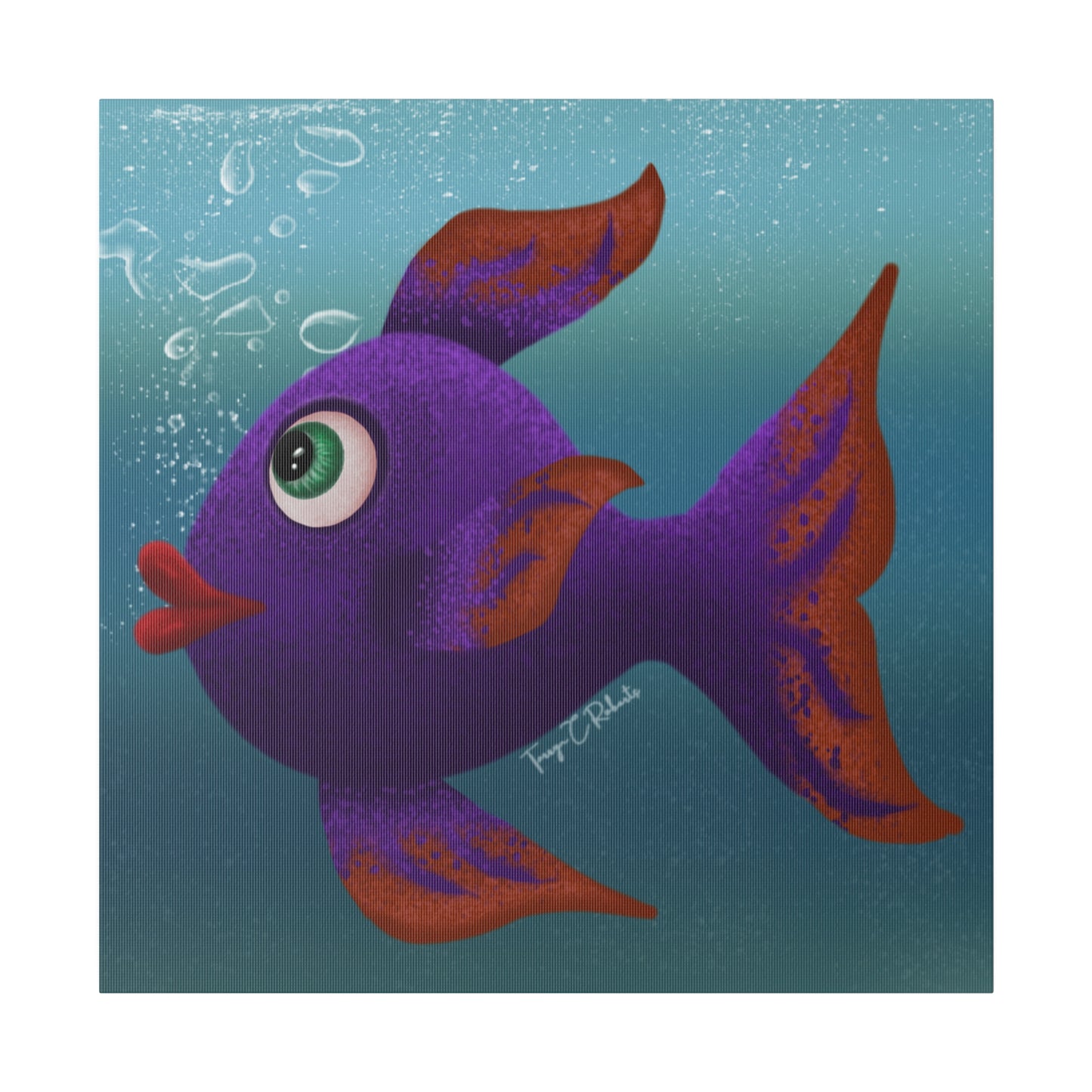 Purple Fish Matte Canvas, Stretched, 0.75"