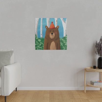 Bear In The Woods Matte Canvas, Stretched, 0.75"