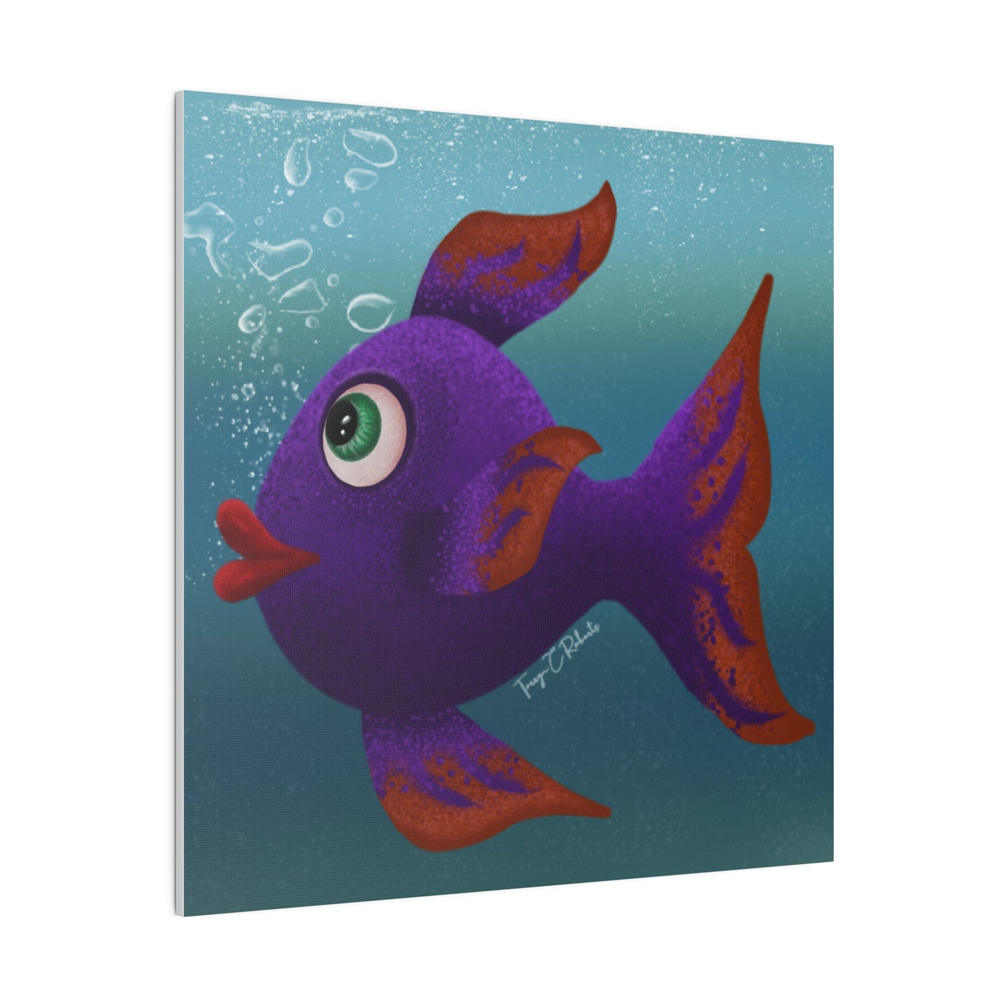 Purple Fish Matte Canvas, Stretched, 0.75"