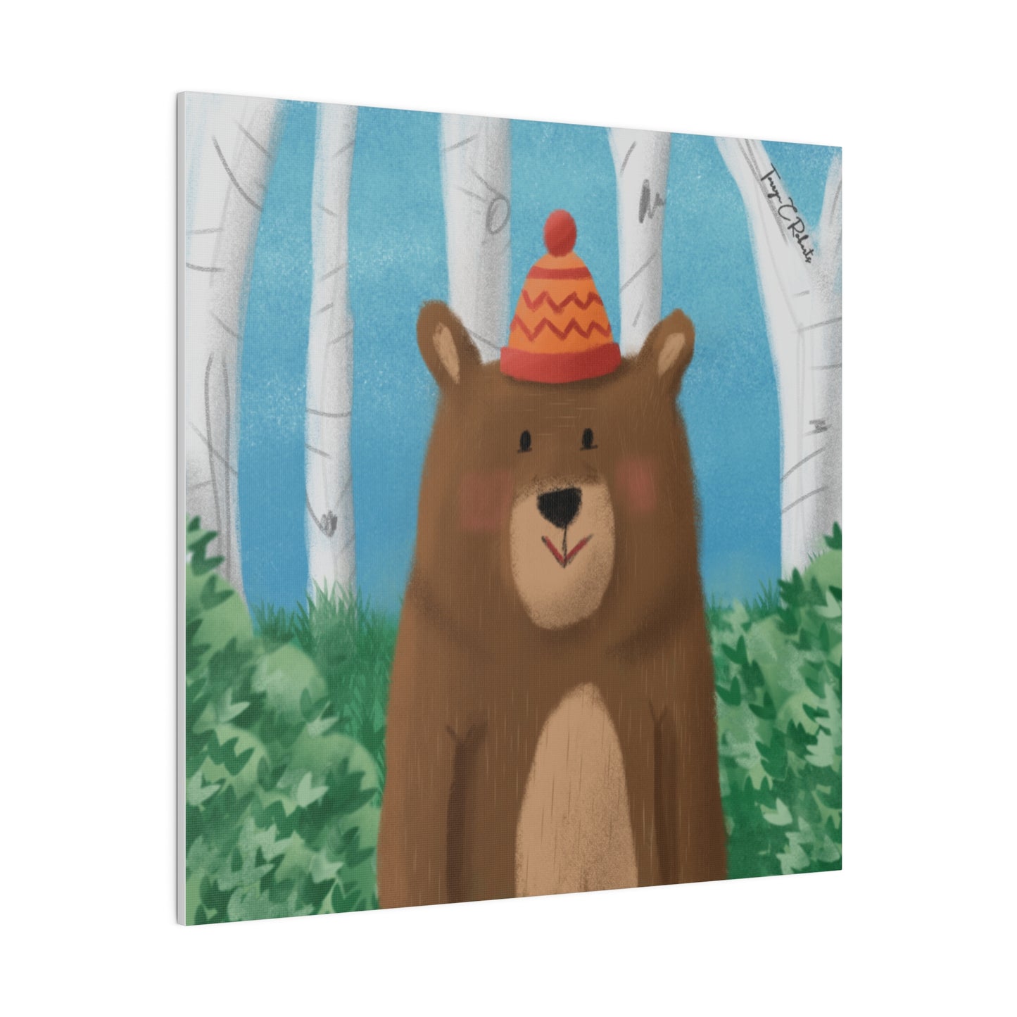 Bear In The Woods Matte Canvas, Stretched, 0.75"