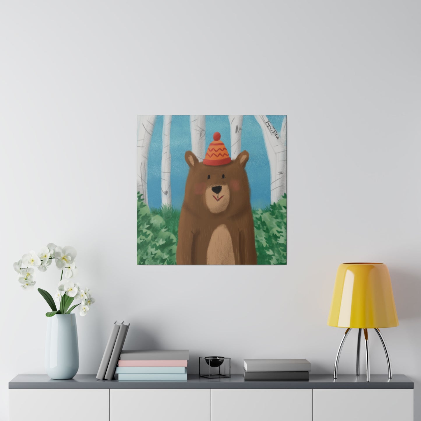 Bear In The Woods Matte Canvas, Stretched, 0.75"