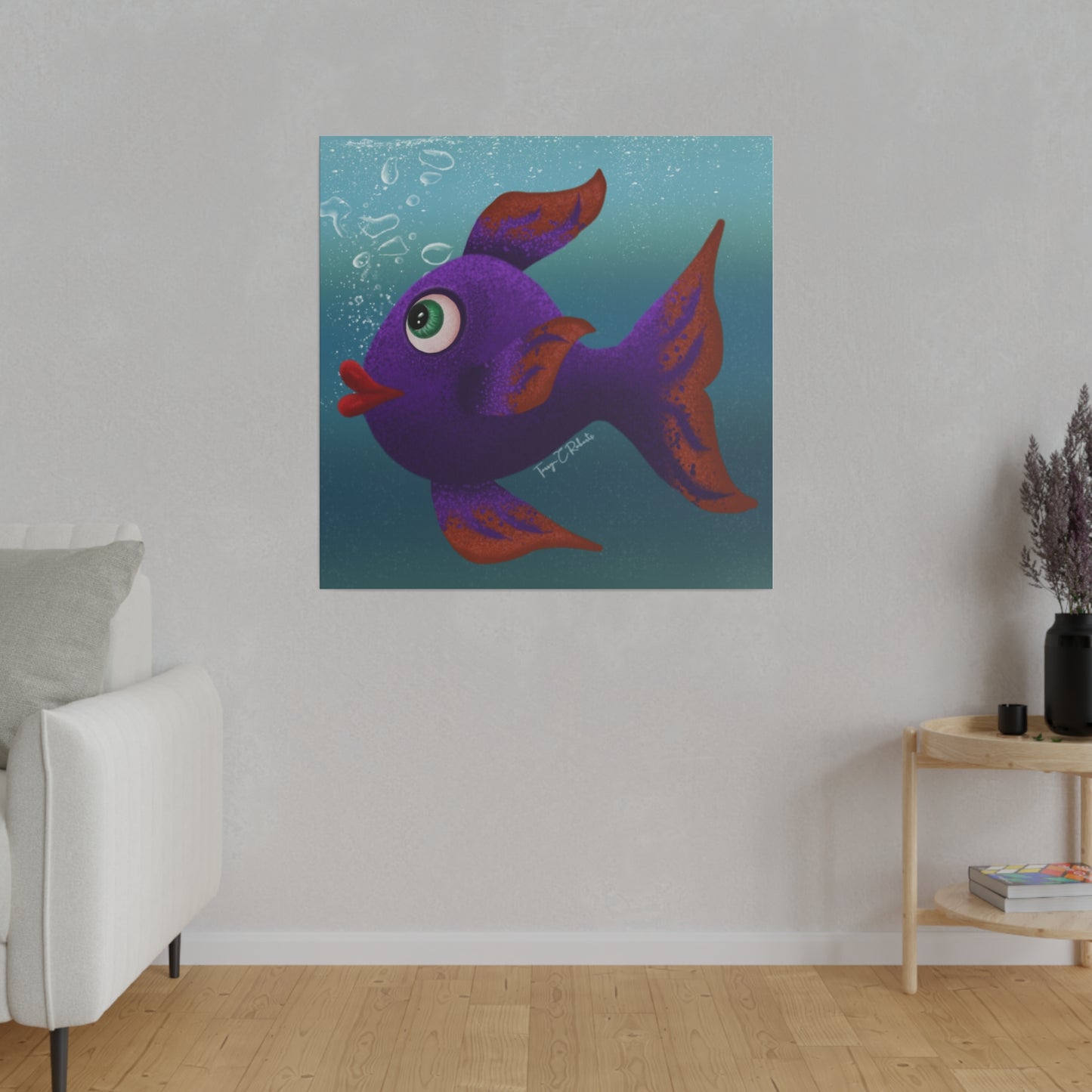 Purple Fish Matte Canvas, Stretched, 0.75"