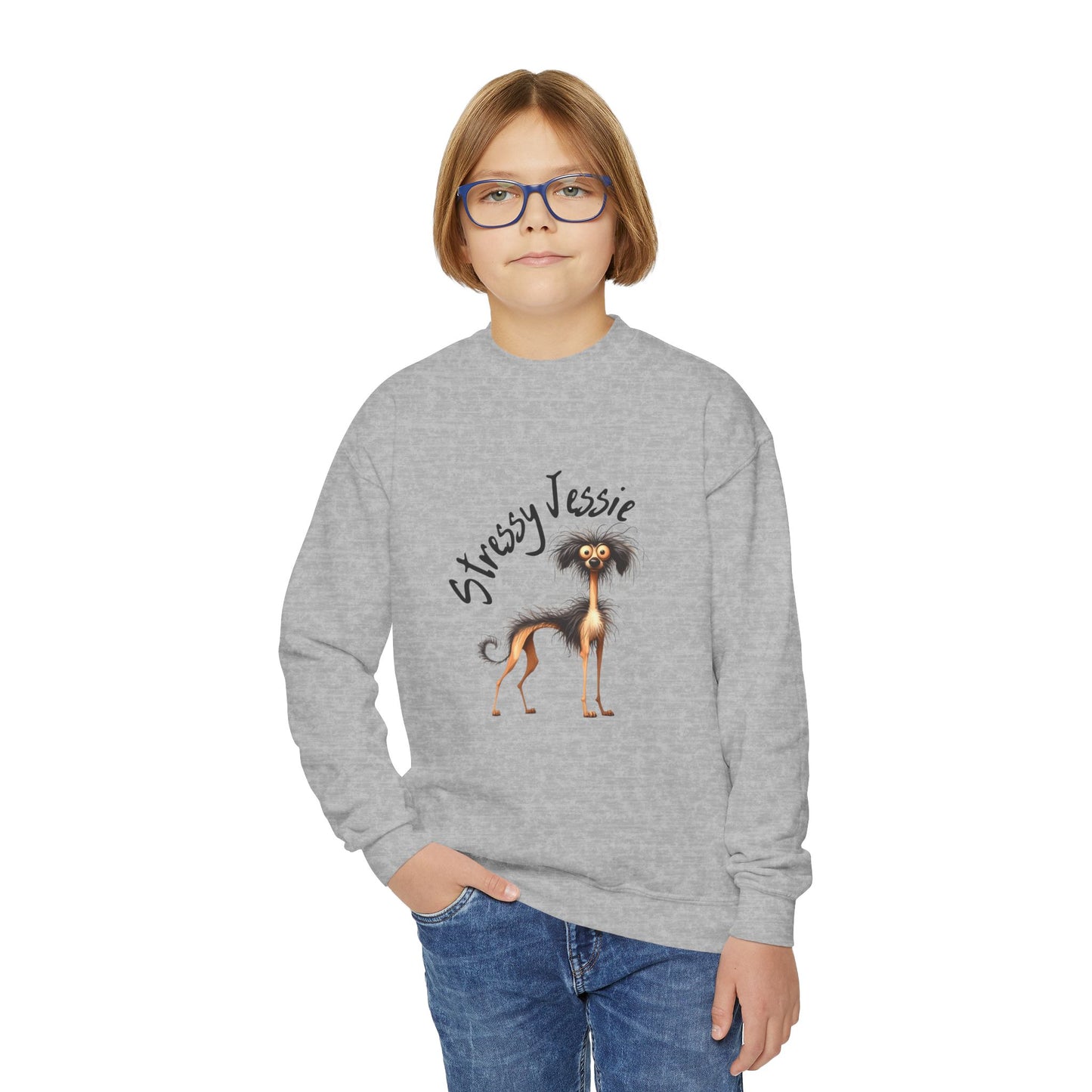 Stressy Jessie Youth Crewneck Sweatshirt