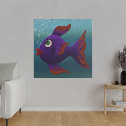 Purple Fish Matte Canvas, Stretched, 0.75"