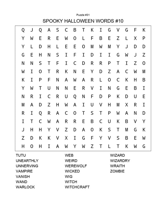 FREE Halloween Word Search Pages 4 Age 5-6